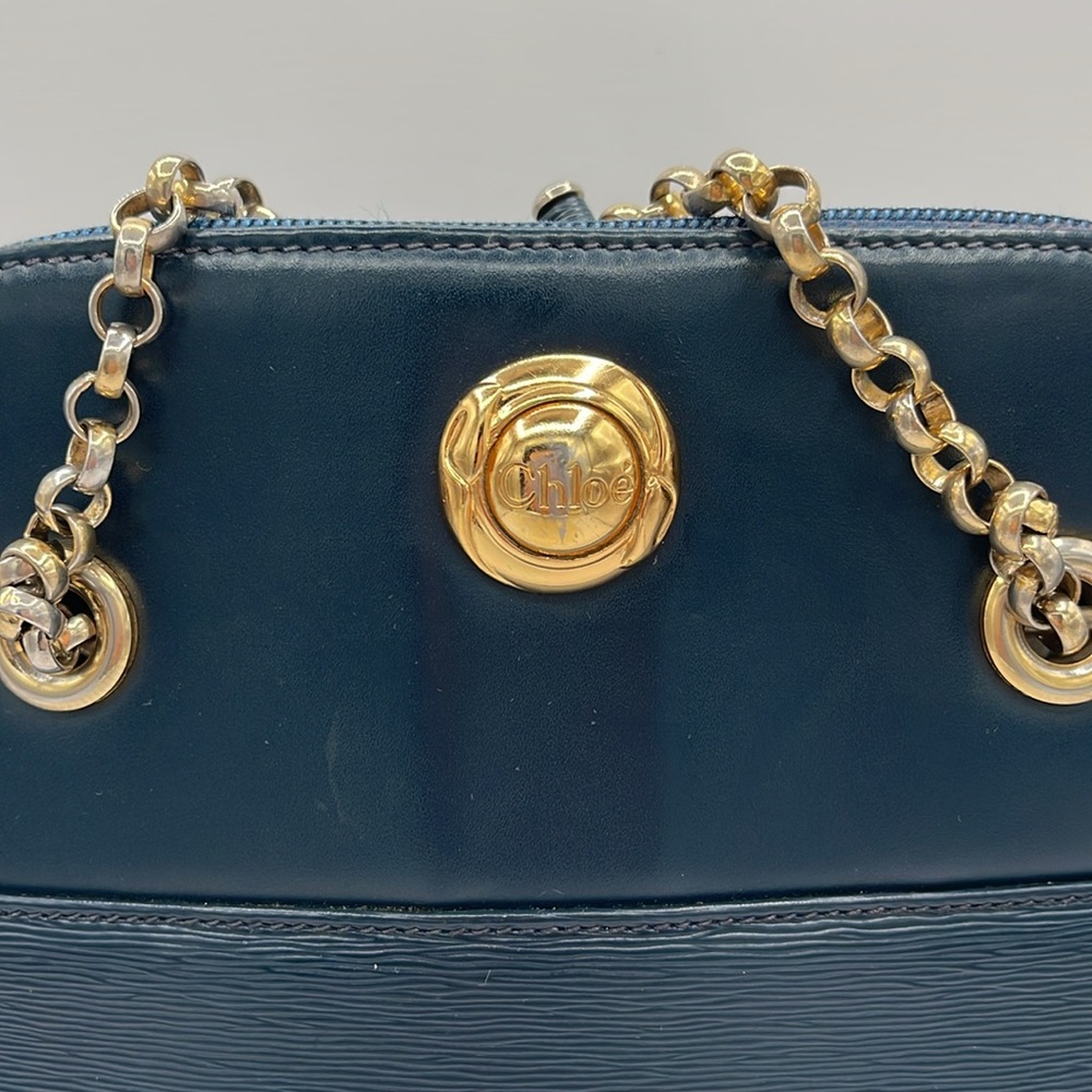Chloe Leather Chain Handbag Shoulder
Bag Blue Bag. - Picture 2 of 9
